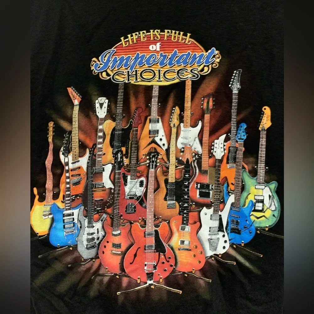 Life is full of important choices guitar black mens tee t-shirt XL Extra Large